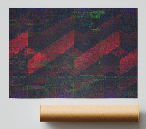 Crimson Glitch Pattern Giclee Print