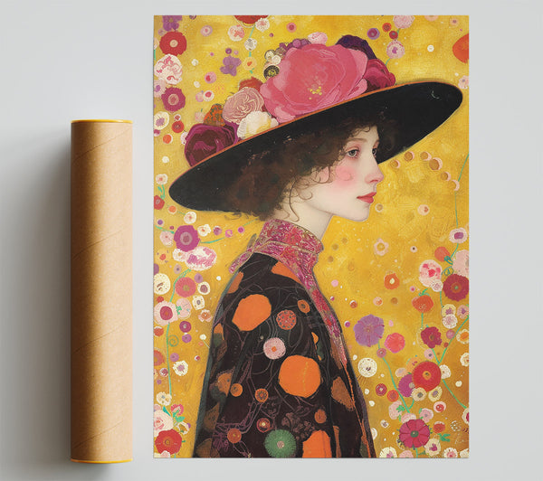 Woman With Flower Hat Print