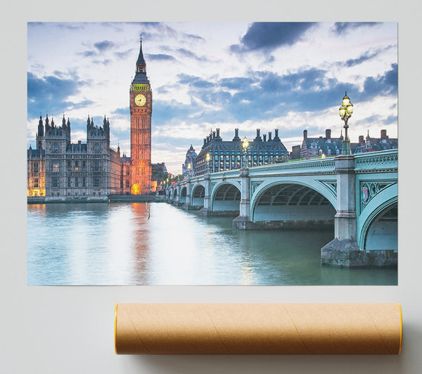 Orange Glow Over Thames Print