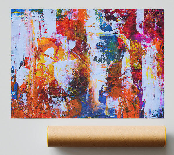 White Strokes Of Color Poster