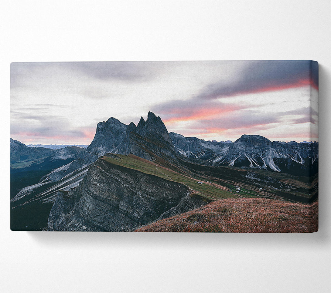  A Canvas Print of Pink Sky Mountain Range Canvas Art