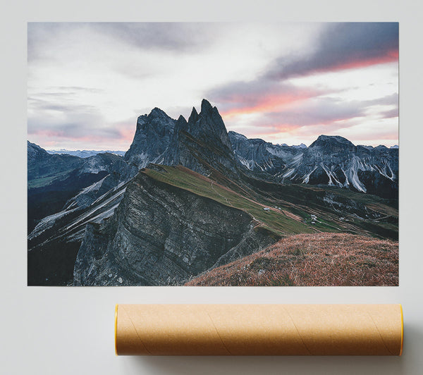 Pink Sky Mountain Range Poster