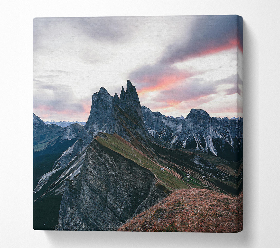  A Canvas Print of Pink Sky Mountain Range Canvas Art