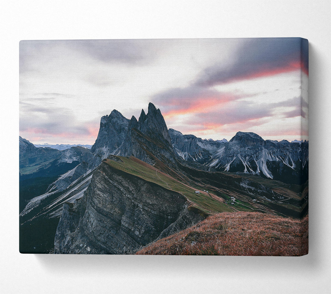  A Canvas Print of Pink Sky Mountain Range Canvas Art
