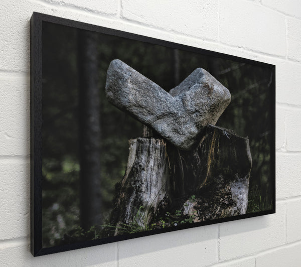 Gray Stone On Stump