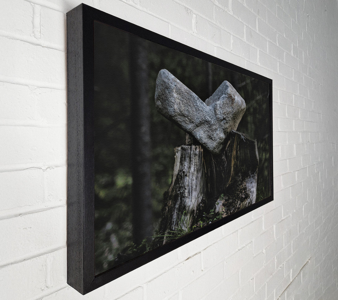  A Canvas Print of Gray Stone On Stump Canvas Wall Art