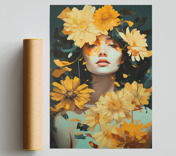 Yellow Flower Girl Giclee Print