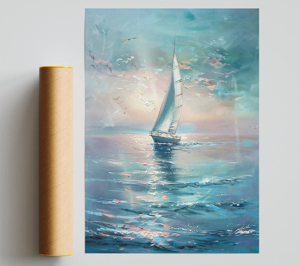 Azure Sailboat Dreams Print