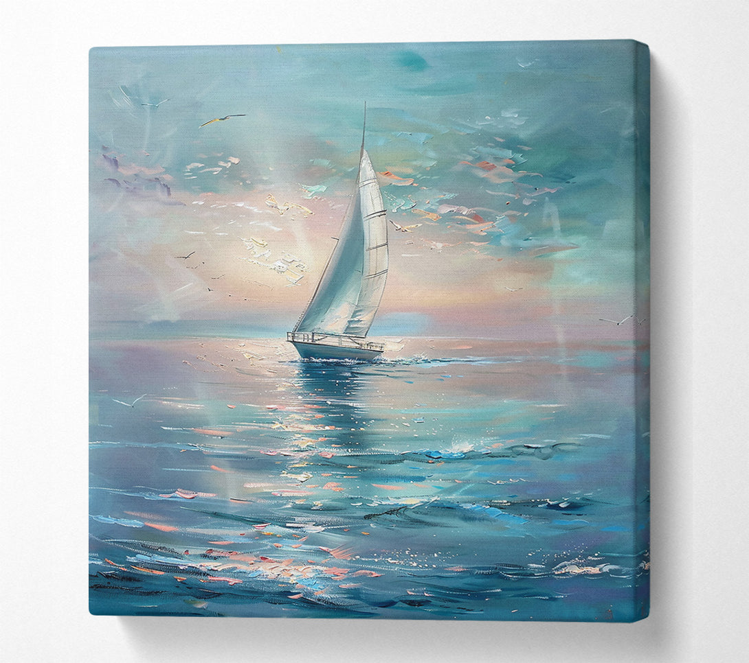  A Canvas Print of Azure Sailboat Dreams Canvas Wall Art