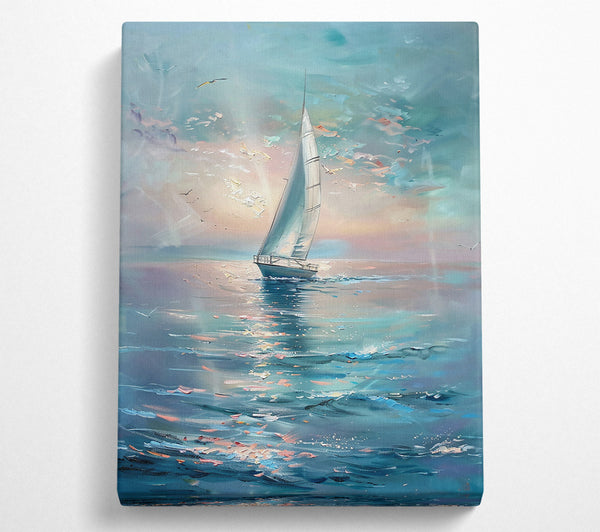  A Canvas Print of Azure Sailboat Dreams Canvas Wall Art