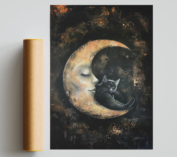 Golden Moon Catnap Poster