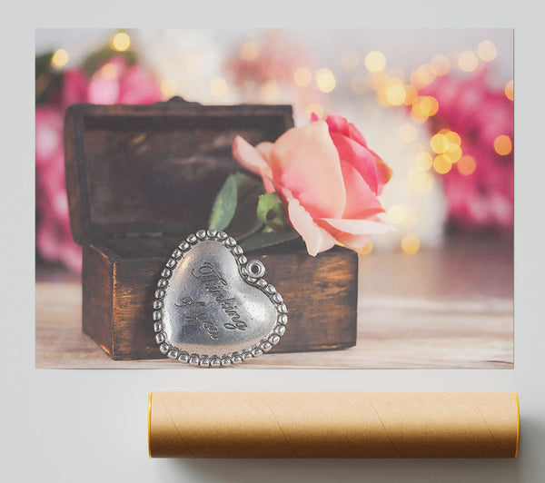 Silver Heart & Pink Rose Giclee Print