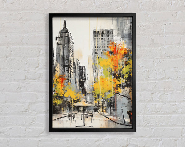 Yellow Tree City Framed Print