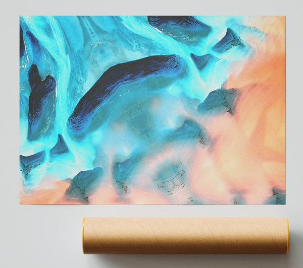 Turquoise Abstract Flow Print