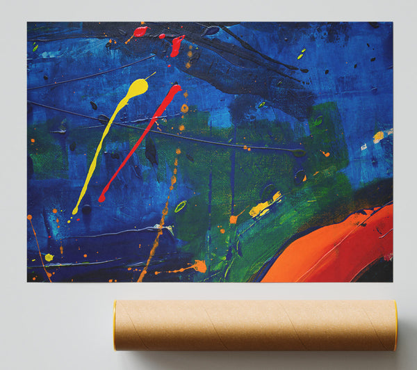 Azure And Yellow Splashes Poster
