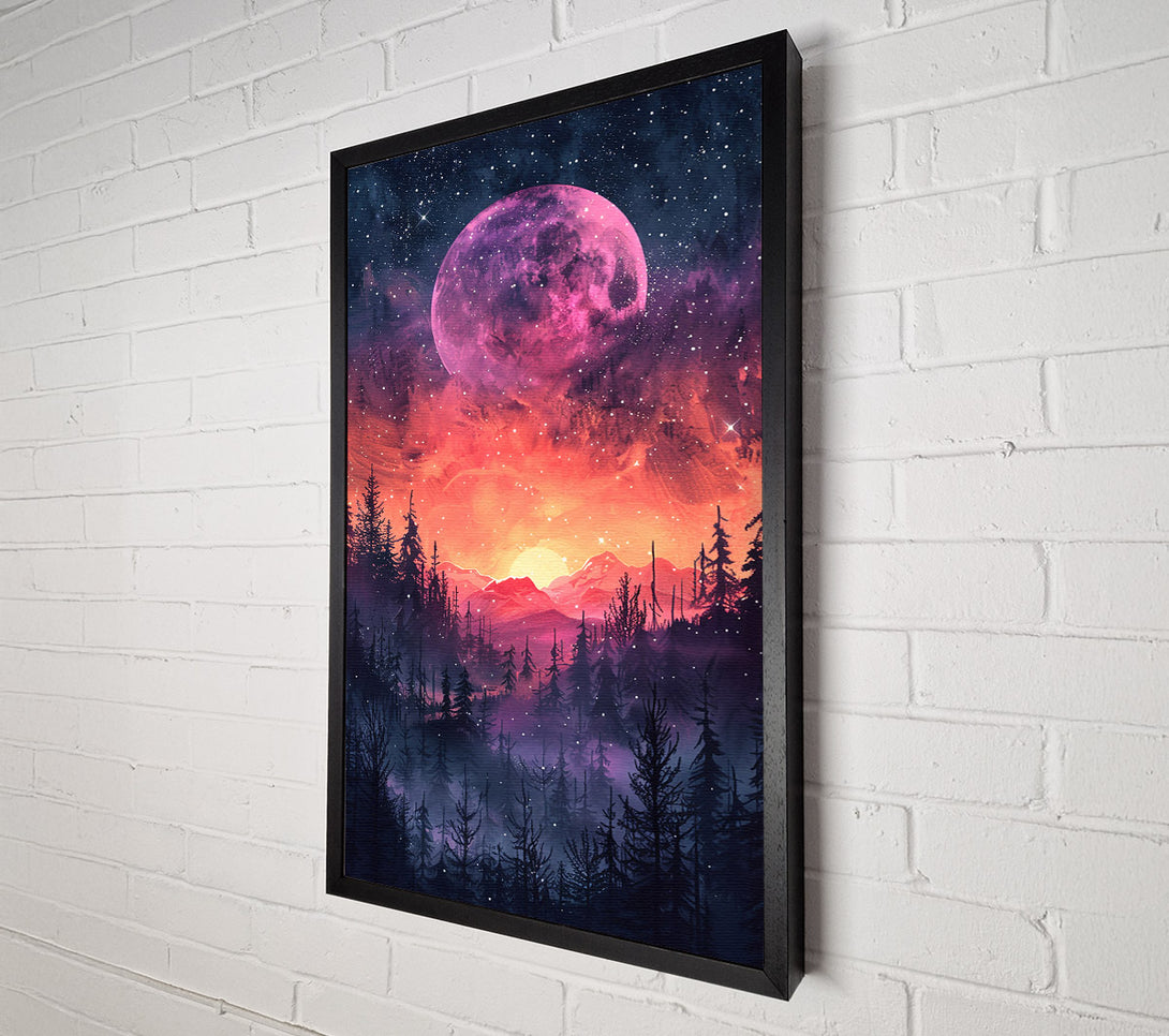  A Canvas Print of Pink Moon Forest Canvas Wall Art