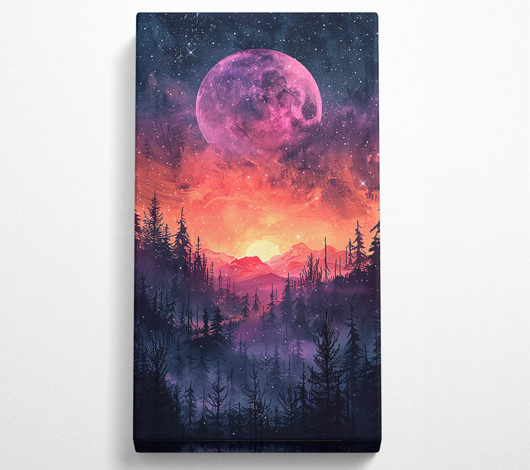  A Canvas Print of Pink Moon Forest Canvas Wall Art