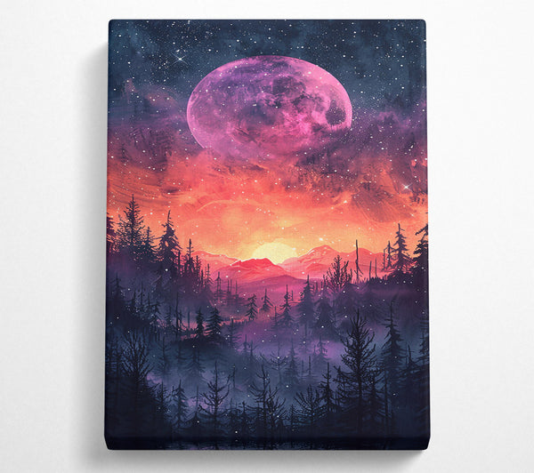  A Canvas Print of Pink Moon Forest Canvas Wall Art
