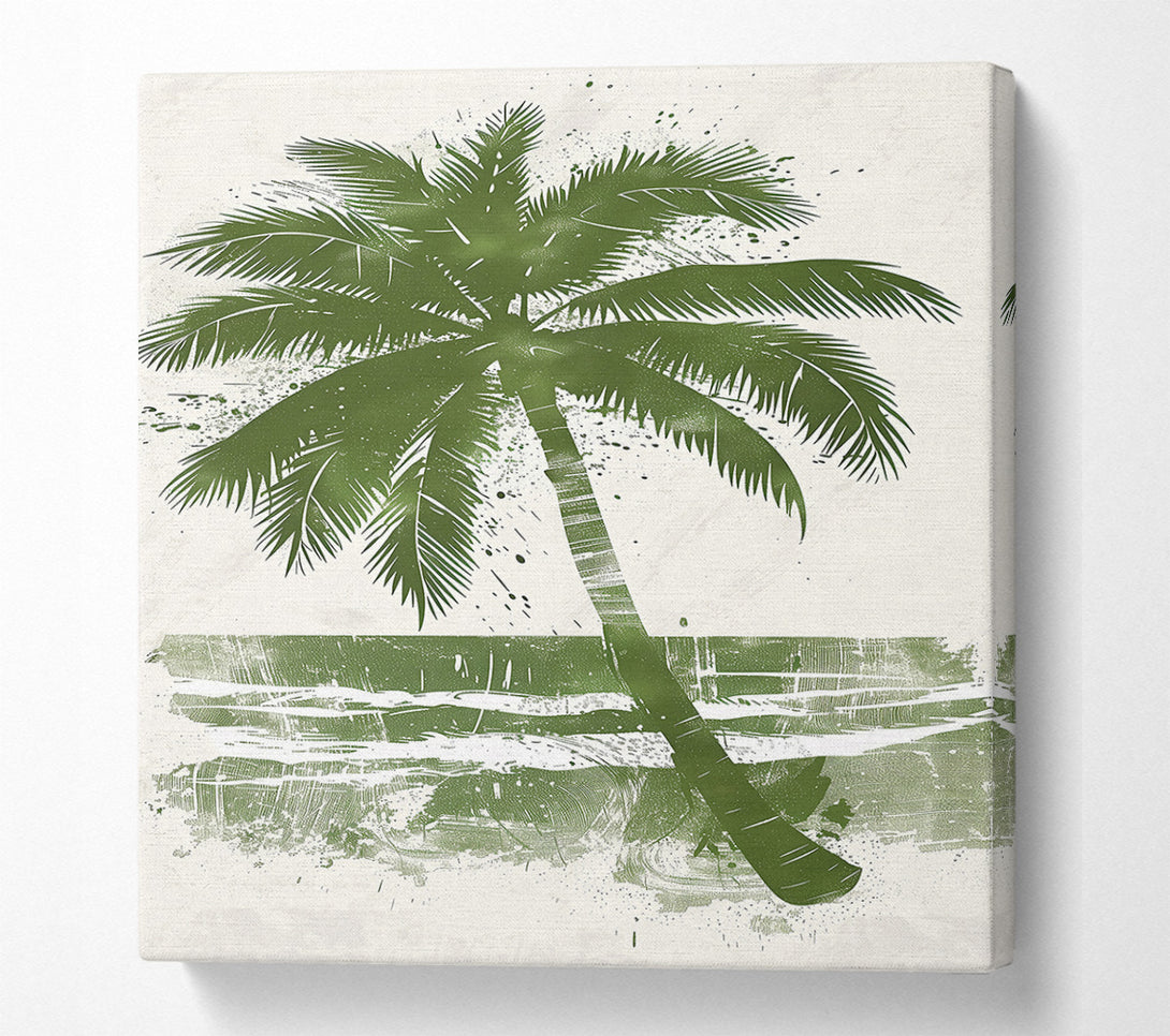  A Canvas Print of Green Palm Silhouette Canvas Art