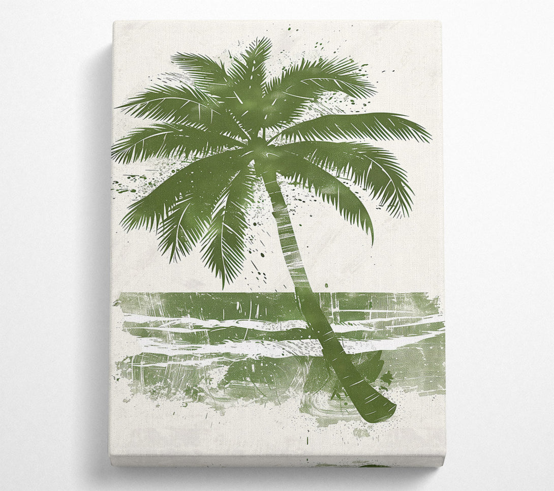  A Canvas Print of Green Palm Silhouette Canvas Art