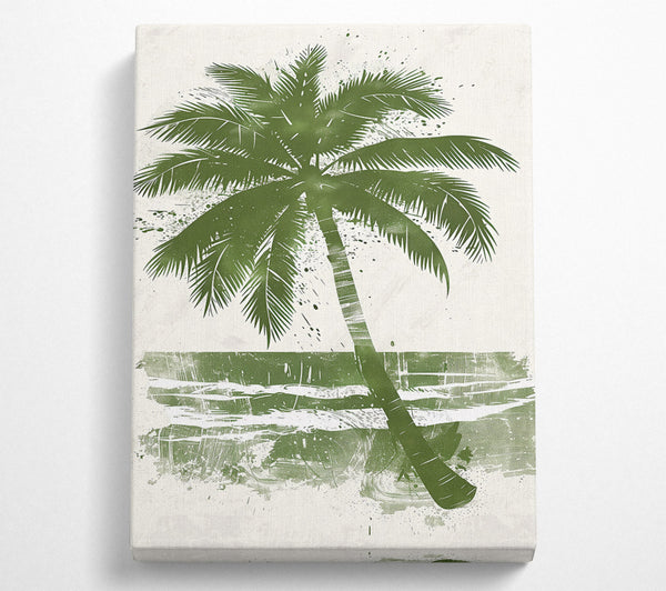  A Canvas Print of Green Palm Silhouette Canvas Art
