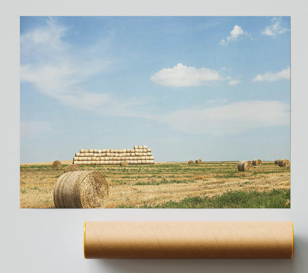 Golden Hay Stacks Print