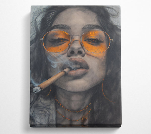  A Canvas Print of Young Woman Cigar Canvas Wall Art
