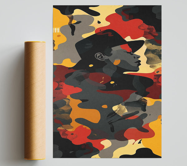 Crimson Camo Silhouette. Giclee Print