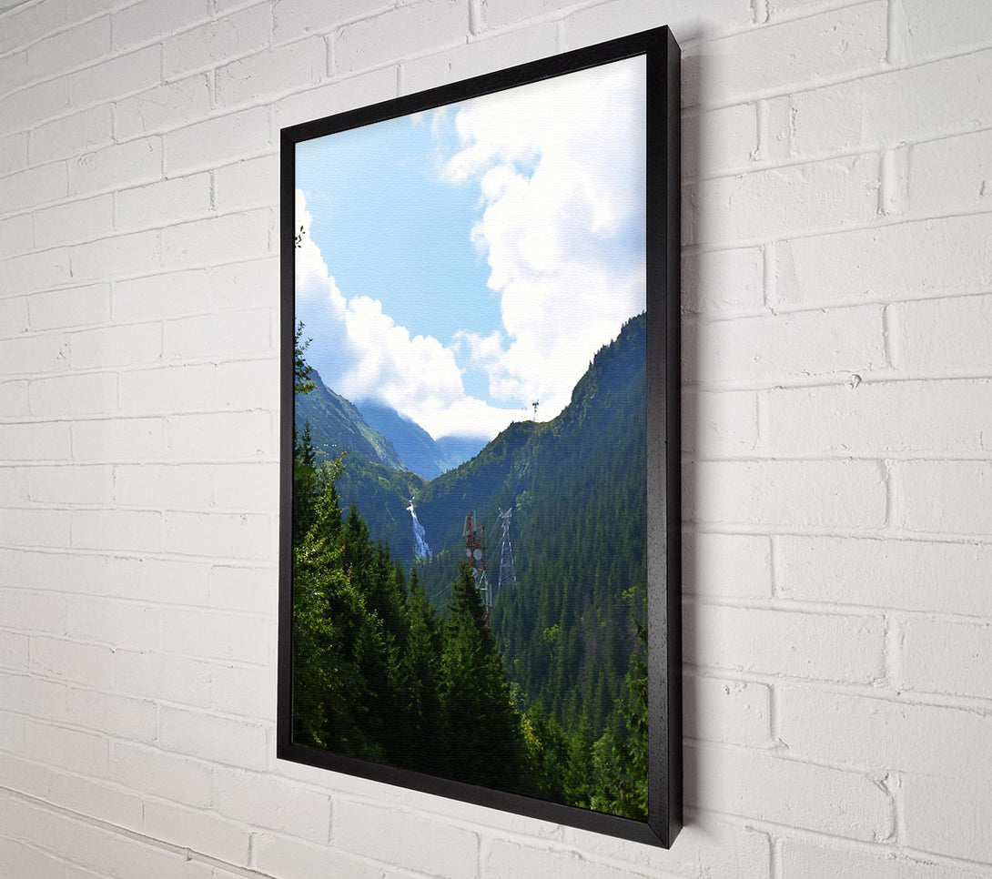  A Canvas Print of Blue Sky Mountain Waterfall Canvas Wall Art
