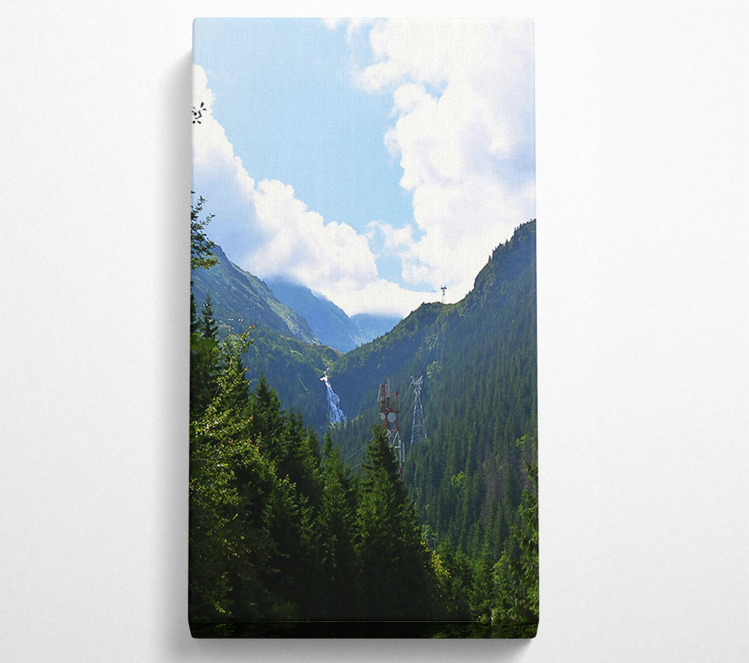  A Canvas Print of Blue Sky Mountain Waterfall Canvas Wall Art