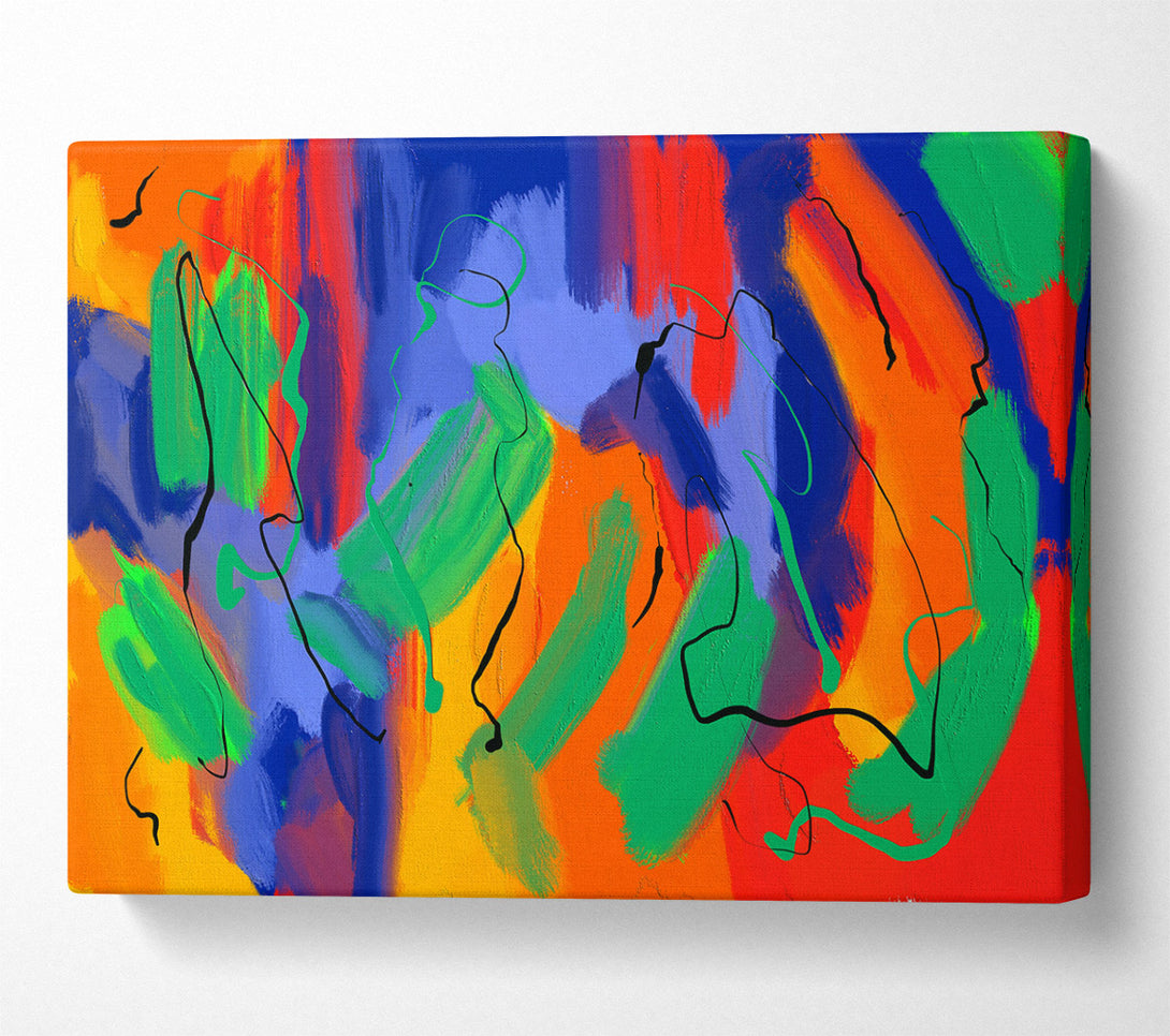  A Canvas Print of Orange Abstract Expressionism Canvas Art