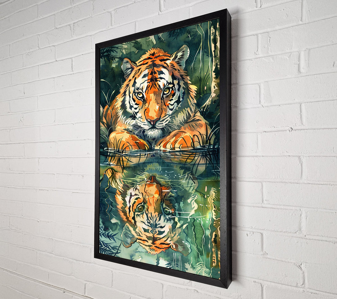  A Canvas Print of Orange Tiger Reflection Canvas Wall Art