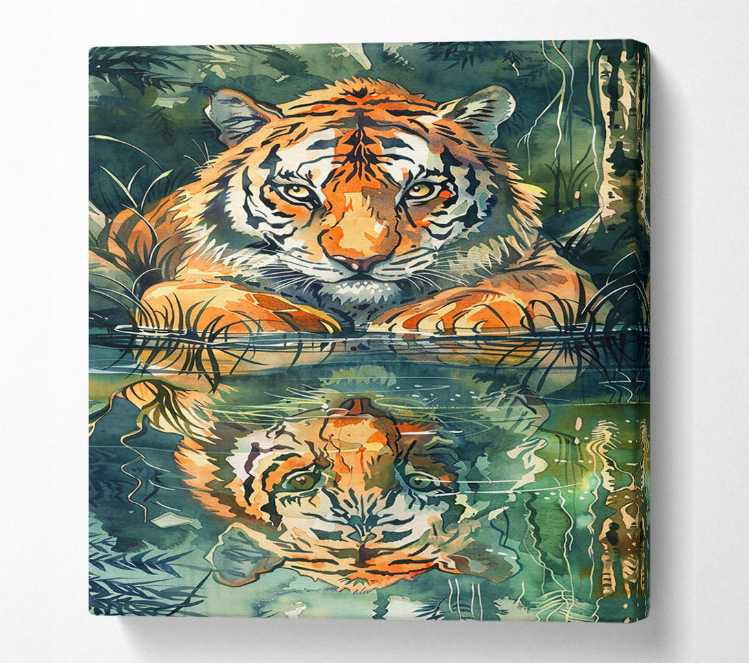  A Canvas Print of Orange Tiger Reflection Canvas Wall Art