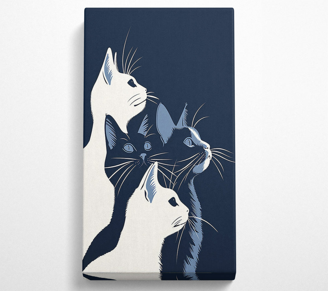  A Canvas Print of Midnight Blue Feline Trio Canvas Wall Art