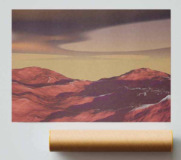 Crimson Mountain Dreamscape Poster