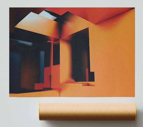 Orange Geometric Structures Poster