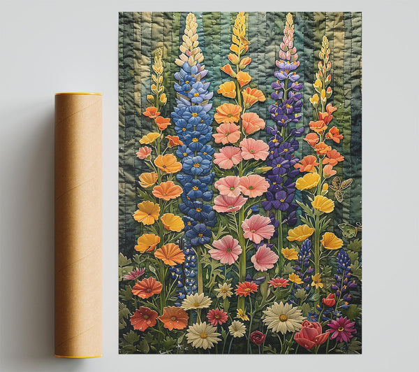 Blue And Peach Bloom Giclee Print