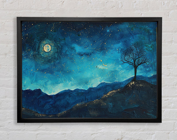 A Starry Night Sky Blues Framed Print