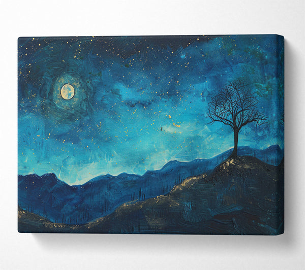  A Canvas Print of A Starry Night Sky Blues Canvas Print