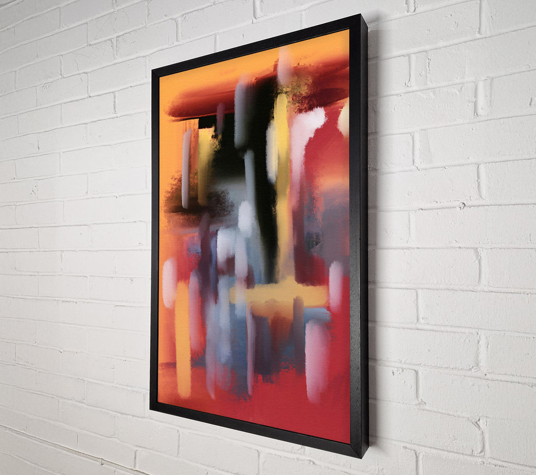  A Canvas Print of Crimson Cityscape Strokes Canvas Wall Art