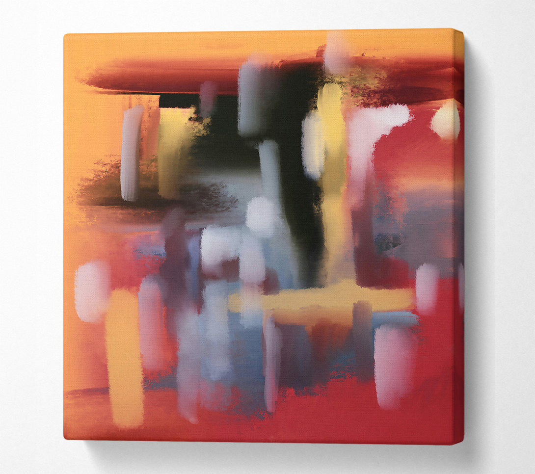  A Canvas Print of Crimson Cityscape Strokes Canvas Wall Art