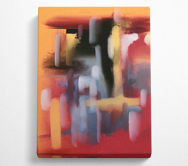  A Canvas Print of Crimson Cityscape Strokes Canvas Wall Art