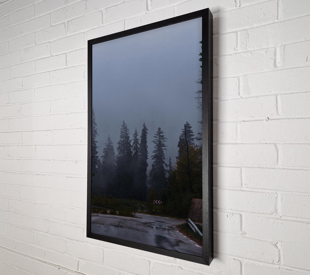  A Canvas Print of Gray Foggy Forest Road Canvas Wall Art
