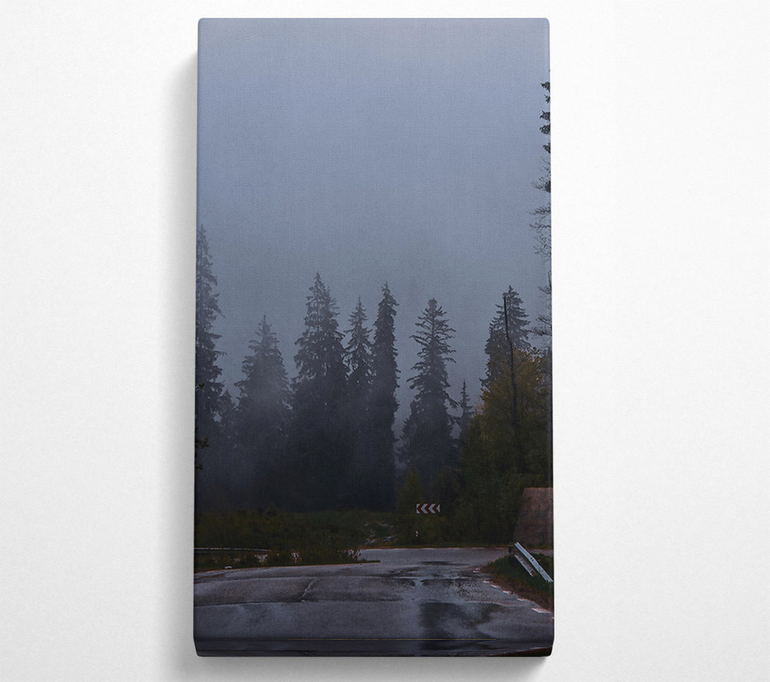  A Canvas Print of Gray Foggy Forest Road Canvas Wall Art