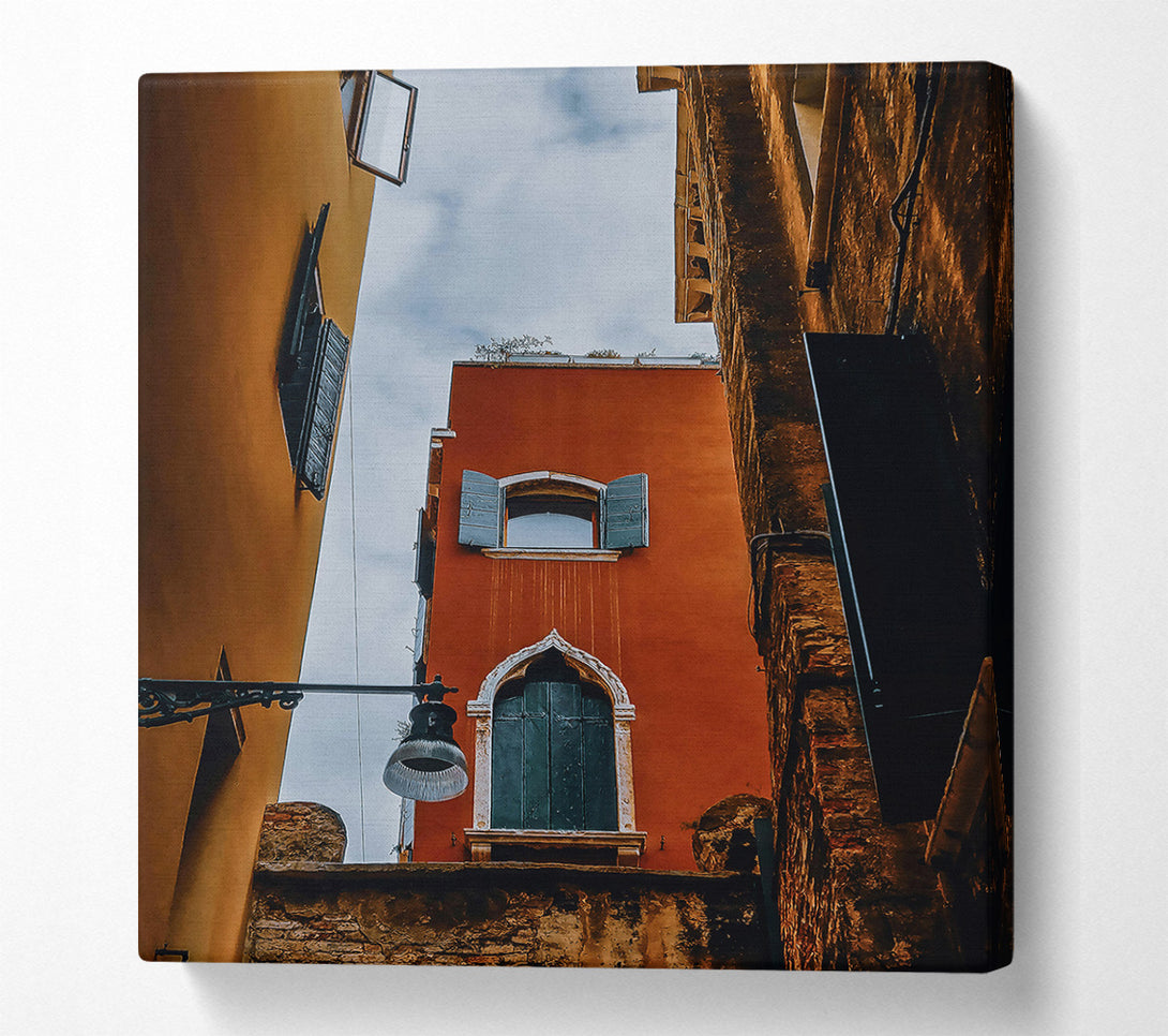  A Canvas Print of Rustic Orange Venetian Alleyway Canvas Art