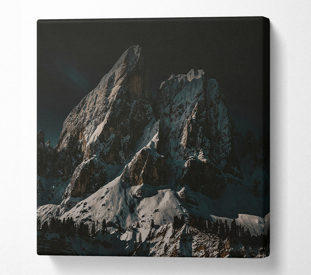  A Canvas Print of White Peaks At Night Canvas Wall Art