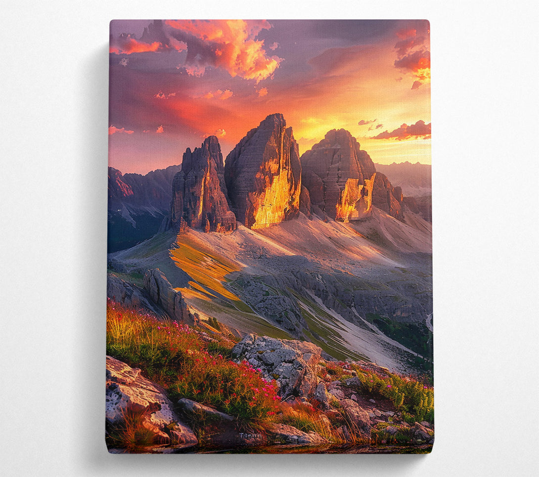  A Canvas Print of Golden Mountain Sunset Canvas Print
