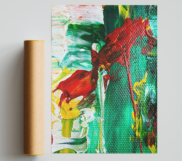 Emerald Splashes Of Red Giclee Print