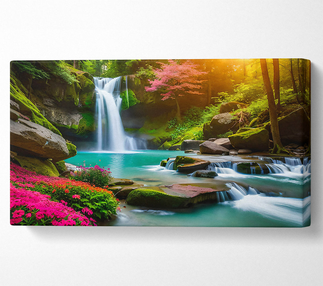  A Canvas Print of Pink Waterfall Oasis Canvas Art