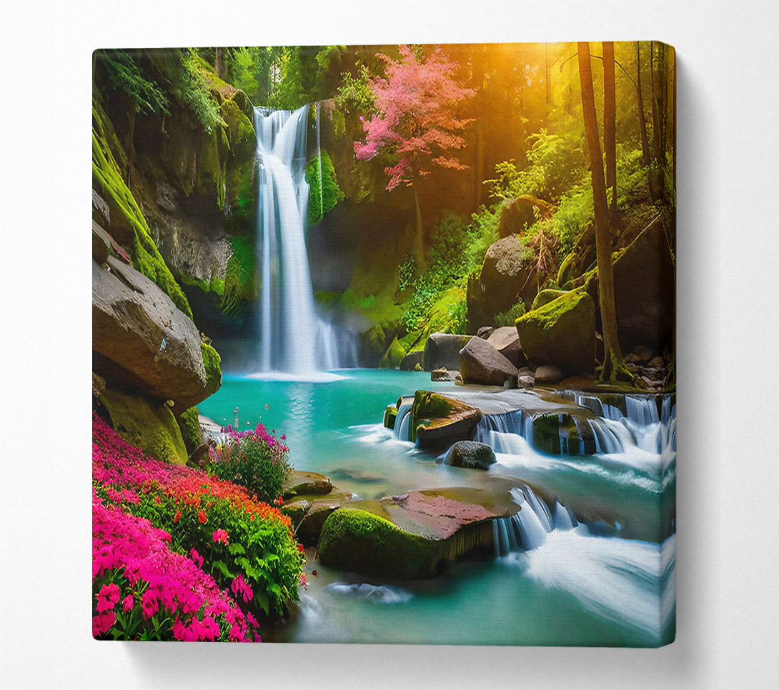  A Canvas Print of Pink Waterfall Oasis Canvas Art